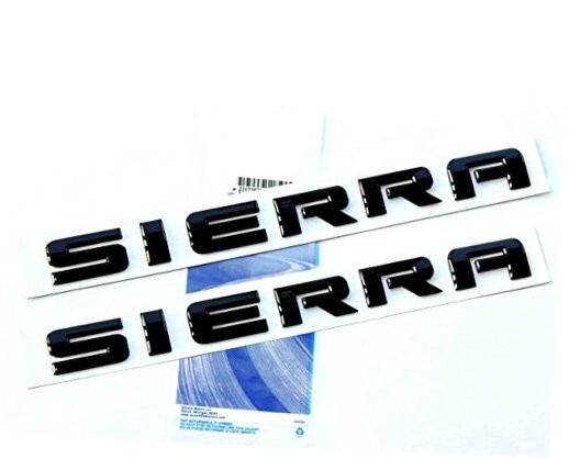2Pack OEM Sierra Nameplates Letter Emblems Badges Glossy Compatible with Black