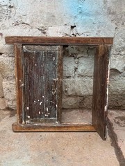 Antique Wooden Wall Décor Window Panel Frame Original Old Hand Crafted