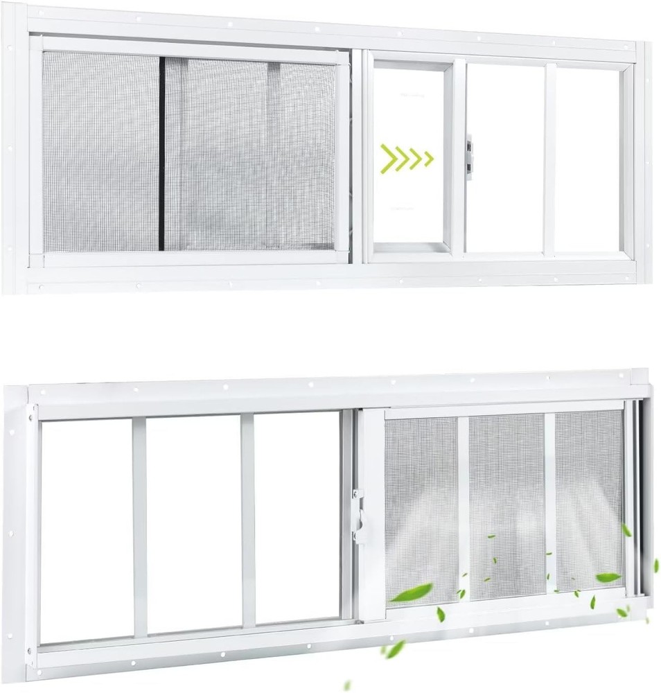 2 Pack Shed Windows 10″x29″ Sliding Windows Transom Window with Tempered Glass