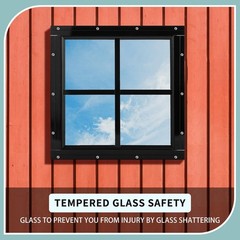 2 Pack 12″ x 12″ Black Flush Mount Shed Windows with Tempered Glass for Coop, Ba