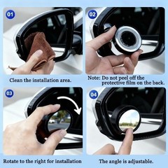 HD Glass Convex Blindspot Mirror with Vacuum Suction Cup, Side Mirror Blindspot