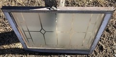 Etched Frosted Clear Glass Vintage Church Window, Architectural Art Glass, I,