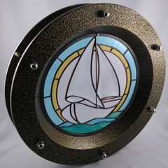 PORTHOLE FOR DOORS STAINED GLASS No. 6 phi 350 mm