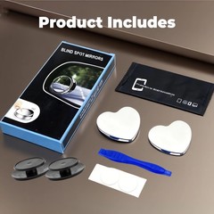 2 pcs Blind Spot Mirrors 2 Heart Shaped HD Glass Convex 360° Wide Angle Side