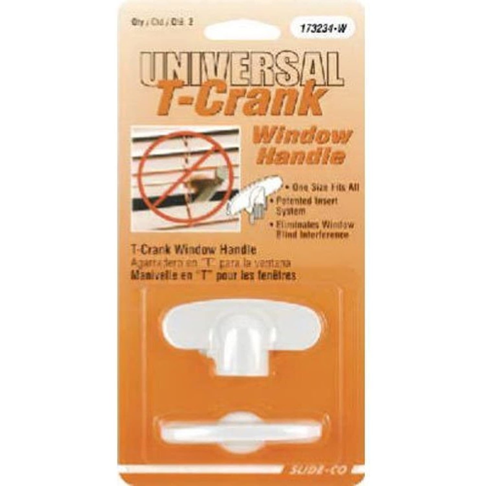 Slide-Co 173234-W Window Tee Crank Casement Handles, White (2-pack)