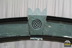 Salvaged Window, 97″H x 40.5″W, Reclaimed Victorian Storefront, Arched