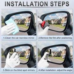 2PCS Universal Car Blind Spot Mirror, Convex Wide Angle Rearview Mirror with Adj