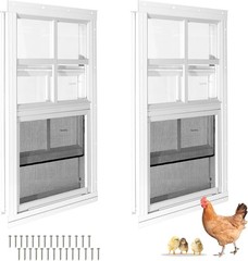 10″x18″ 2 Pack Shed Transom Windows, White Fixed Window with Tempered Glass,