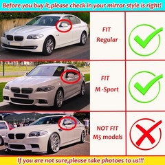 1 Pair Car Side Mirror Covers Caps Replacement for 2010-2013 BMW 5 Series F10 52