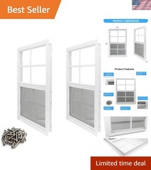 2 Pack 12×18 Flush Mount Shed Windows with Tempered Glass & Fiberglass Screen