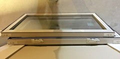 NEW TEMPERED GLASS ALMOND BATHROOM WINDOWS SET TOP/BOTTOM