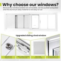 COLORPAPA 2 Pack Shed Windows, 10″x23″ Sliding Windows, Transom Window with