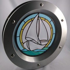 PORTHOLE FOR DOORS STAINED GLASS No. 6 phi 350 mm