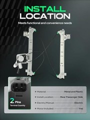 Power Window Regulator With 2-Pin Motor Assembly Rear Passenger Side