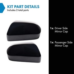 TRQ Driver and Passenger Side Mirror Cap Set Paint to Match Without Turn Signal