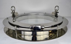 20”D Nickel Finish Solid Brass Porthole Window 2” Flange Wall Door Inside Inner