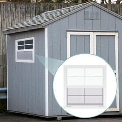 2 Pack Shed Window, 16” X 16” White Transom Windows for Chicken Coop with Temp