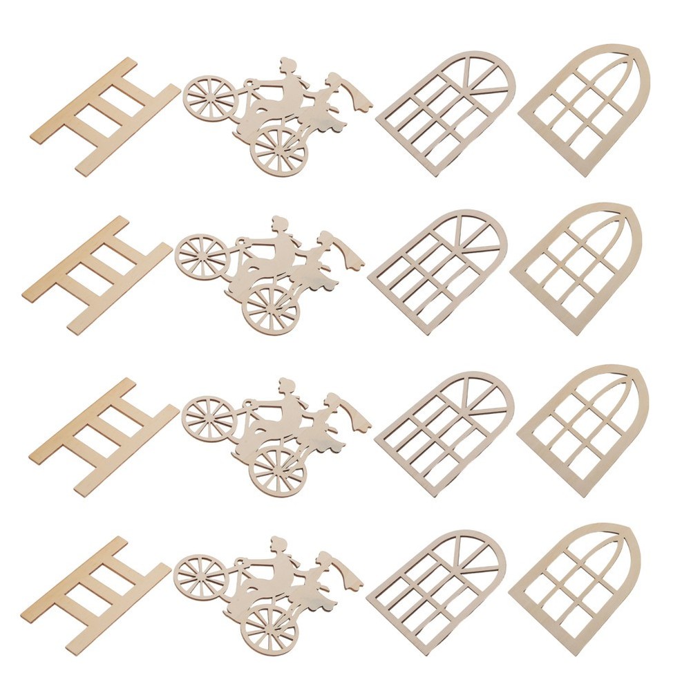 16 Pcs Mini Window Frame Miniature Fairy House Dollhouse Furniture