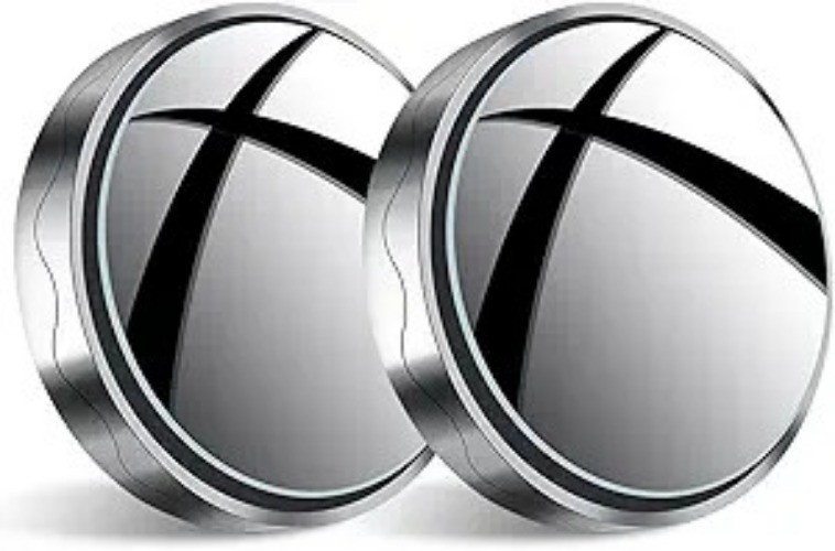 2Pcs Blind Spot Car Mirror, 2″ Round Rear View Mirrors Frameless Color: silver