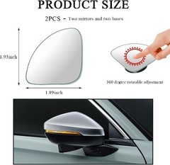 2 PCS Car Blind Spot Mirror, Fan Shaped HD Glass Convex 360° Rotating Wide Angl