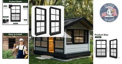 Weather-Resistant 14″ x 21″ Shed Windows with Fiberglass Screen – 2 Pack