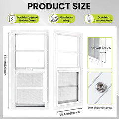 2 Pack Shed Windows, 10″X23″ Sliding Windows, Transom Window with Tempered Glass