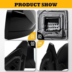 Gloss Black Passenger Side Power Mirror Assembly 3 Pins Compatible with Right