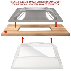 XMK RV Skylight Replacement Bundle 18 x 26 Outer Dome Fit 14 x22 Opening RV