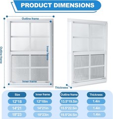 2 Pack 12″X18″ Sliding Shed Windows, Chicken Coop Windows – White Flush Mount W/