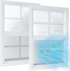 2 Pack 12″x18″ Sliding Shed Windows, Chicken Coop Windows – White Flush Mount w/