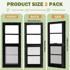 2 Pack Shed Windows, 10″X18″ Sliding Windows, Transom Window W/ Tempered Glass