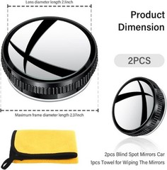 2PCS Black Suction Cup Blind Spot Mirror, 360° Adjustable Convex Color: Black
