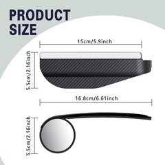 2PCS Blind Spot Mirrors, 2-in-1 Carbon Fiber Rain Eyebrow Reflective Protection