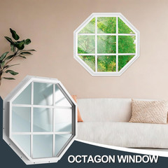 18″ Octagon Shed Window with Grids – White Flush Mount for Barns & Playhouses
