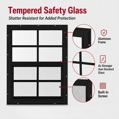 14×21 Shed Windows Flush Mount Sliding Windows with Tempered Glass & Screens