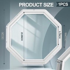 1 Pcs 24″X24″ Vinyl Octagon Shed Window without Grill Vinyl Octagon Gable Flush