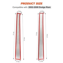 Door Window Pillar Trim, Stainless Steel Polished Chrome Dodge RAM 2002-2008