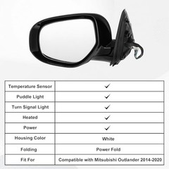 Left Driver Side Mirror Replacement Power Heated with Signal 9 Pins Fit for