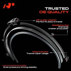 Pack of 2 Windshield Wiper Blades with Wear Indicator & Towel – Compatible