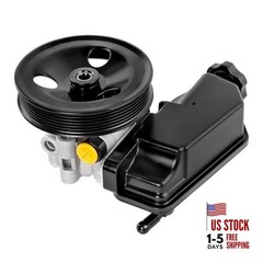 Power Steering Pump, with Pulley and Reservoir, Compatible with 2005 2006 2007
