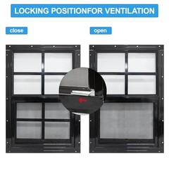 2 Pack Shed Windows 12×18 Black Frame Flush Mount Tempered Glass Fiberglass Scre
