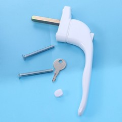Durable Aluminum Alloy Window Handle with Key Locking Push Button White