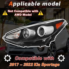 Headlight Assembly Compatible with 2017-2021 Kia Sportage, Halogen Driver side
