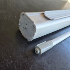 Retractable Roll Up Banner Stand Silver Aluminum Base Pole 33in Need repair Case