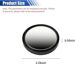 2PCS 2″ Round HD Glass Convex Rear View Mirror, 360° Rotate Wide Color: Black