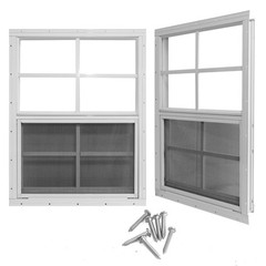 12″x18″ Shed Windows – 2 Pack Tempered Glass & Fiberglass Screen, Small Sliding