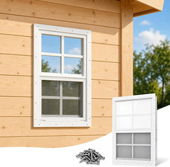 Chicken Coop Window 12 x 18 inches Sliding Shed Window with Tempered Glass and