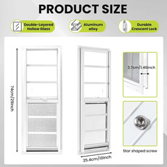 10″X29″ 2 Pack Shed Sliding Windows, White | Transom Window with Tempered Glass,