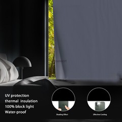 100% Blackout Roller Window Blind with Hook & Loop Tab for Nursery Bedroom RV