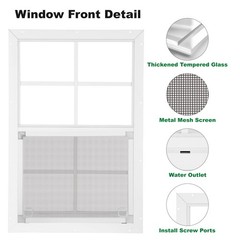 18″ x 27″ Shed Windows 2 Pack – Small Sliding Tempered Glass & Metal Screen, Flu